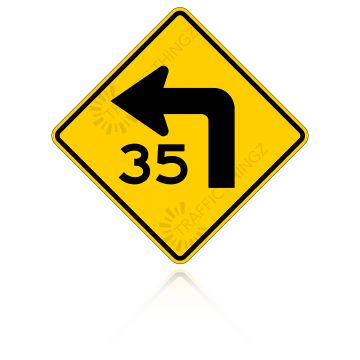MUTCD W1-1aL Speed Advisory Turn Left